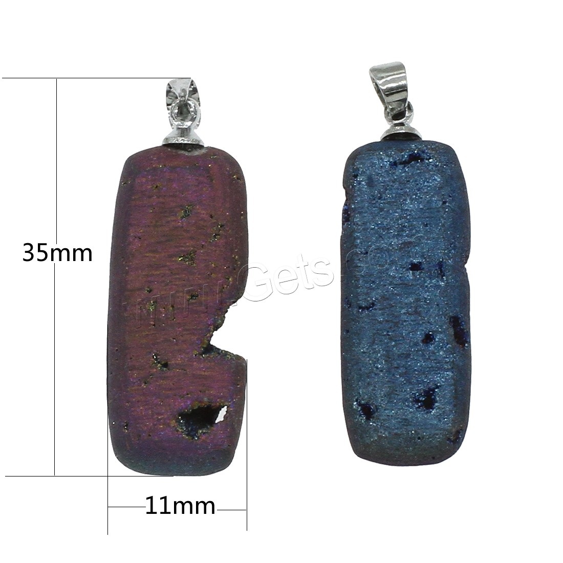 Природные Агат Druzy подвеска, Ледниковый кварц-агат, с Латунь, плакирован серебром, разный размер для выбора, Много цветов для выбора, отверстие:Приблизительно 1.2mm, продается PC