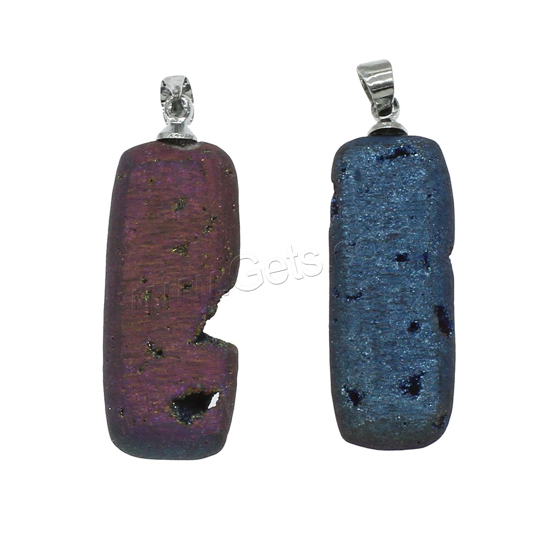 Natural Agate Druzy Pendant, Ice Quartz Agate, with Brass, silver color plated, different size for choice, more colors for choice, Hole:Approx 1.2mm, Sold By PC