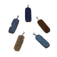 Natural Agate Druzy Pendant, Ice Quartz Agate, with Brass, silver color plated Approx 1.2mm 