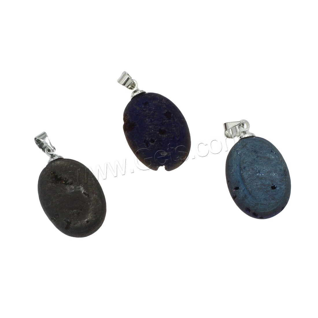 Natural Agate Druzy Pendant, Ice Quartz Agate, with Brass, silver color plated, different size for choice, more colors for choice, Hole:Approx 1.4mm, Sold By PC