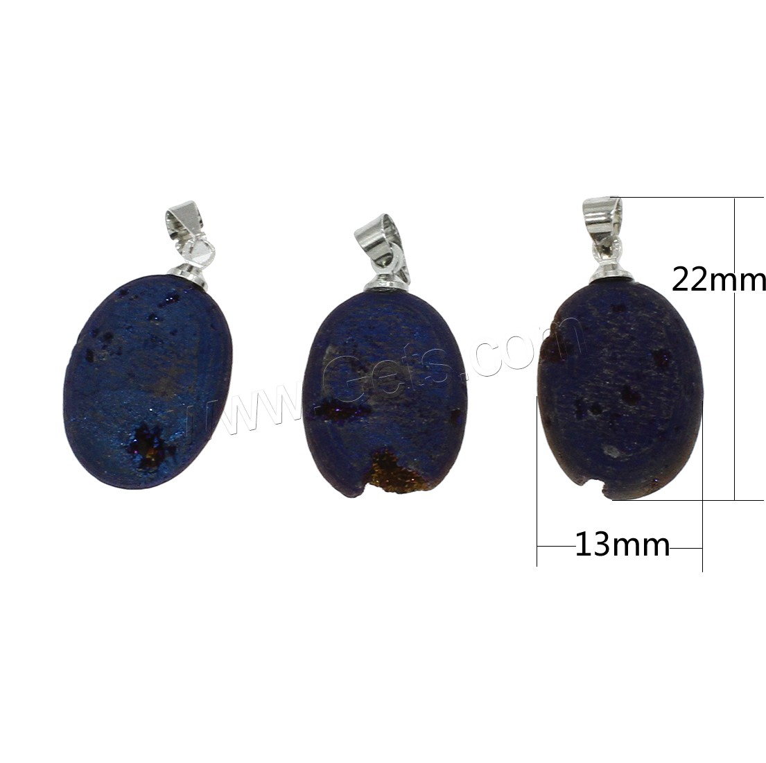 Natural Agate Druzy Pendant, Ice Quartz Agate, with Brass, silver color plated, different size for choice, more colors for choice, Hole:Approx 1.4mm, Sold By PC