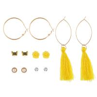 Zinc Alloy Earring Set, Stud Earring & earring, with Cotton Thread & Resin, plated, for woman 