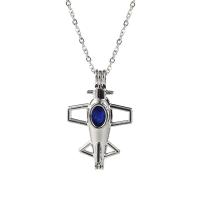 Stainless Steel Aromatherapy Necklace, Airplane, plated, fashion jewelry & for woman, silver color, 43*28mm .6 Inch 