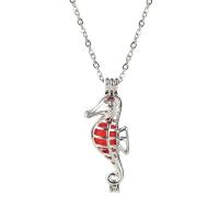 Stainless Steel Aromatherapy Necklace, Seahorse, plated, fashion jewelry & for woman, silver color, 43*13mm .6 Inch 