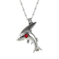 Stainless Steel Aromatherapy Necklace, Fish, plated, for 8mm beads & for woman, silver color, 40*38mm .6 Inch 