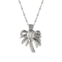 Stainless Steel Aromatherapy Necklace, Palm Tree, plated, fashion jewelry & for woman, silver color, 36*25mm .6 Inch 