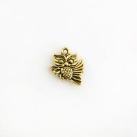 Zinc Alloy Animal Pendants, Owl, plated, DIY, golden, 17*18mm  