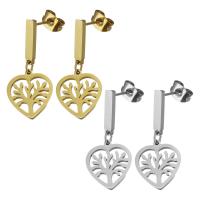 Stainless Steel Drop Earring, Heart, plated, for woman 27mm 