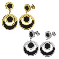 Stainless Steel Drop Earring, with Resin, plated, with roman number & for woman 34mm 