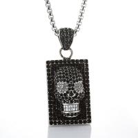 Stainless Steel Pendant, plated, fashion jewelry & with rhinestone, black 
