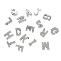 Edelstahl Perlen, 304 Edelstahl, Alphabet-Buchstabe, verschiedene Größen vorhanden, originale Farbe, Bohrung:ca. 1.9mm, 50PCs/Tasche, verkauft von Tasche