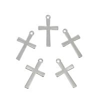 Colgantes de Cruces de acero inoxidable, acero inoxidable 304, color original, 12x20.5x0.8mm, agujero:aproximado 1.4mm, 100PCs/Bolsa, Vendido por Bolsa