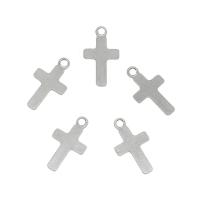 Colgantes de Cruces de acero inoxidable, acero inoxidable 304, color original, 8x14x0.8mm, agujero:aproximado 1.5mm, 100PCs/Bolsa, Vendido por Bolsa