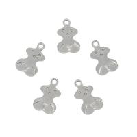 Stainless Steel Animal Pendants, 304 Stainless Steel, Bear, original color Approx 1.3mm 