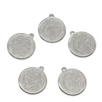 Stainless Steel Pendants, Flat Round, original color Approx 1.4mm 