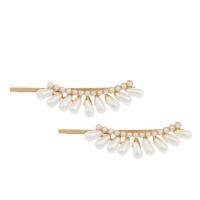 Hair Slide, Brass, with ABS Plastic Pearl, gold color plated, fashion jewelry & for woman, nickel, lead & cadmium free 