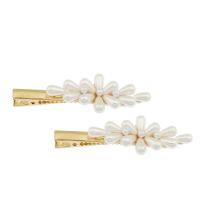Alligator Hair Clip, Brass, with ABS Plastic Pearl, gold color plated, for woman, nickel, lead & cadmium free 