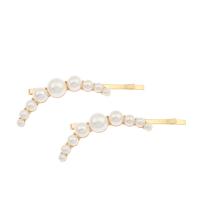 Hair Slide, Brass, with ABS Plastic Pearl, gold color plated, for woman, nickel, lead & cadmium free 