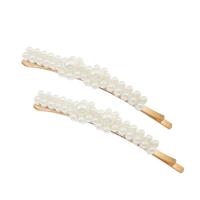 Hair Clip, Brass, with ABS Plastic Pearl, gold color plated & for woman, nickel, lead & cadmium free 