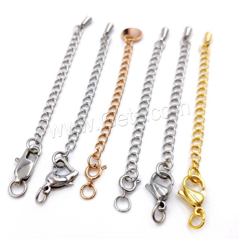 Stainless Steel Extender Chain, 316L Stainless Steel, plated, different styles for choice, more colors for choice, 3mm, Length:Approx 1.96 Inch, Sold By Strand