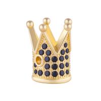 Cubic Zirconia Micro Pave Brass Beads, Crown, plated, micro pave cubic zirconia Approx 1.5mm 
