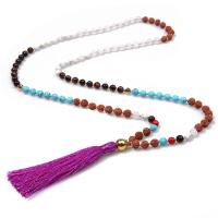 Fashion Sweater Chain Necklace, Gemstone, with Polyamide, Tassel, Unisex, 80mm, 6mm Approx 32.2 Inch 