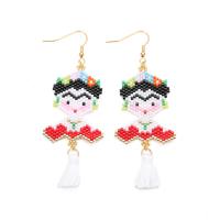 Zinc Alloy Tassel Earring, with Cotton Thread & Seedbead, Girl, gold color plated, for woman 