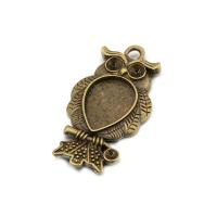 Zinc Alloy Pendant Cabochon Setting, Owl, plated Inner Approx 
