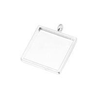 Zinc Alloy Pendant Cabochon Setting, Square, plated Approx 2mm, Inner Approx 20mm 