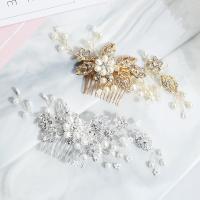 Braut Dekoratives Haarkämmchen, Zinklegierung, mit Strass & Kunststoff Perlen, handgemacht, für Frau & mit Strass, keine, 16cmx5.5cm, verkauft von PC