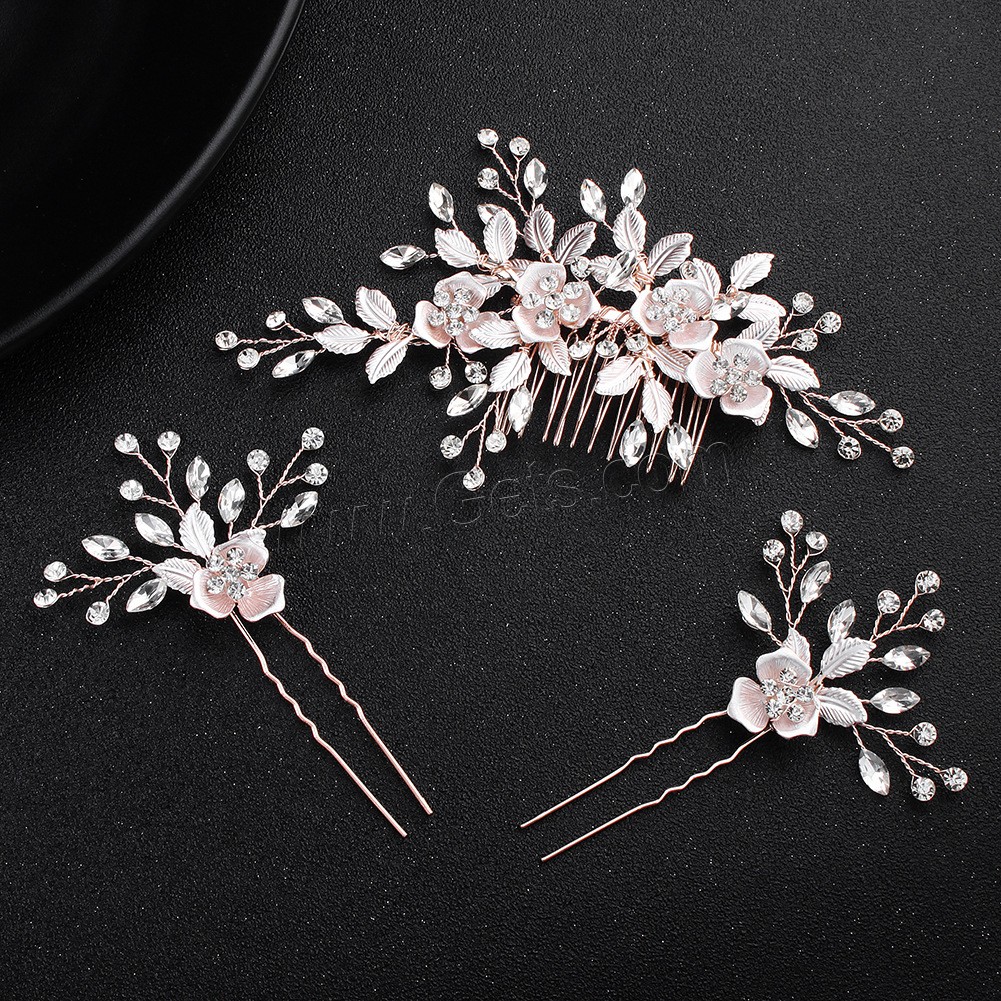 Bridal Decorative Hair Comb, Zinc Alloy, with Crystal, fashion jewelry & for woman & with rhinestone, more colors for choice, 15cmx8cm,10cmx6cm, Sold By PC