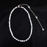 Fashion Fringe Necklace, Glass Pearl, fashion jewelry & for woman & with rhinestone, 52+26cm 