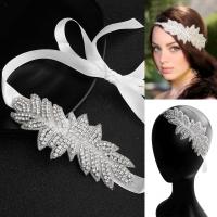 Bridal Hair Wreath, Rhinestone, with Seedbead & Cloth, fashion jewelry & for woman & with rhinestone, 17.5cmx7cm 