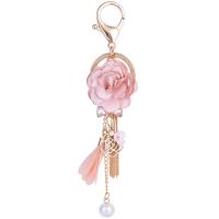 Zinc Alloy Key Clasp, with Polyester & Plastic Pearl, plated, durable & for woman 165mm 