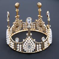 Couronne impériale de mariée, alliage de zinc, avec cristal & perle de plastique, Placage, bijoux de mode & pour femme, doré Vendu par PC
