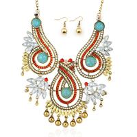 Fashion Zinc Alloy Jewelry Sets, earring & necklace, with Seedbead & Resin, plated, 2 pieces & Adjustable & for woman Approx 18 Inch 