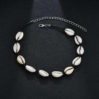 Shell Necklace, with leather cord, plated, fashion jewelry & for woman 
