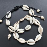 Shell Bracelet, with leather cord, plated, fashion jewelry & for woman .5 Inch 