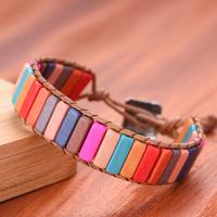 Pierre naturelle bracelet, avec cuir PU, Placage, bijoux de mode & unisexe, plus de couleurs à choisir .5 pouce, Vendu par brin
