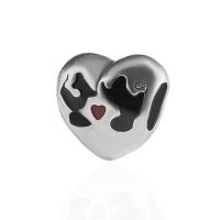 Zinc Alloy Heart Beads, plated, DIY & enamel, silver color, 10*10mm 