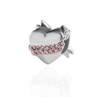 Zinklegierung Herz Perlen, plattiert, DIY & mit Strass, keine, 8*9mm, 10PCs/Tasche, verkauft von Tasche