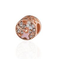 Rhinestone Zinc Alloy Beads, plated, DIY & with rhinestone, rose gold color, 11*11mm 