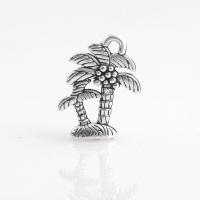 Zinc Alloy Jewelry Pendants, Palm Tree, plated, DIY, silver color, 15*19mm 