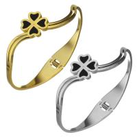 Stainless Steel Bangle, with Resin, Four Leaf Clover, plated, for woman 20mm 