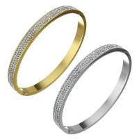 Stainless Steel Bangle, with Rhinestone Clay Pave, plated, for woman 6mm 