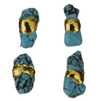 Brass Jewelry Beads, with Synthetic Turquoise, blue, 11-14x27-28.5x9-12mm Approx 1mm 