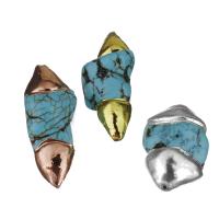 Weinlese Messing Perlen, mit Synthetische Türkis, zufällig gesendet, blau, 13.5-17x24-36x12.5-14mm, Bohrung:ca. 1mm, verkauft von PC