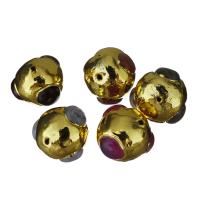 perla de cobre, metal, con Ágata, chapado en color dorado, enviado al azar, 21-23x20-22x18-19mm, agujero:aproximado 2mm, Vendido por UD