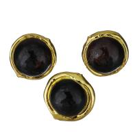Brass Jewelry Beads, with Garnet, gold color plated, 18-19x18-19.5x14.5-16mm Approx 1mm 