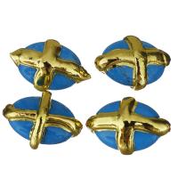 Brass Jewelry Beads, with Synthetic Turquoise, gold color plated, 21-23x15-17x10-12mm Approx 1mm 